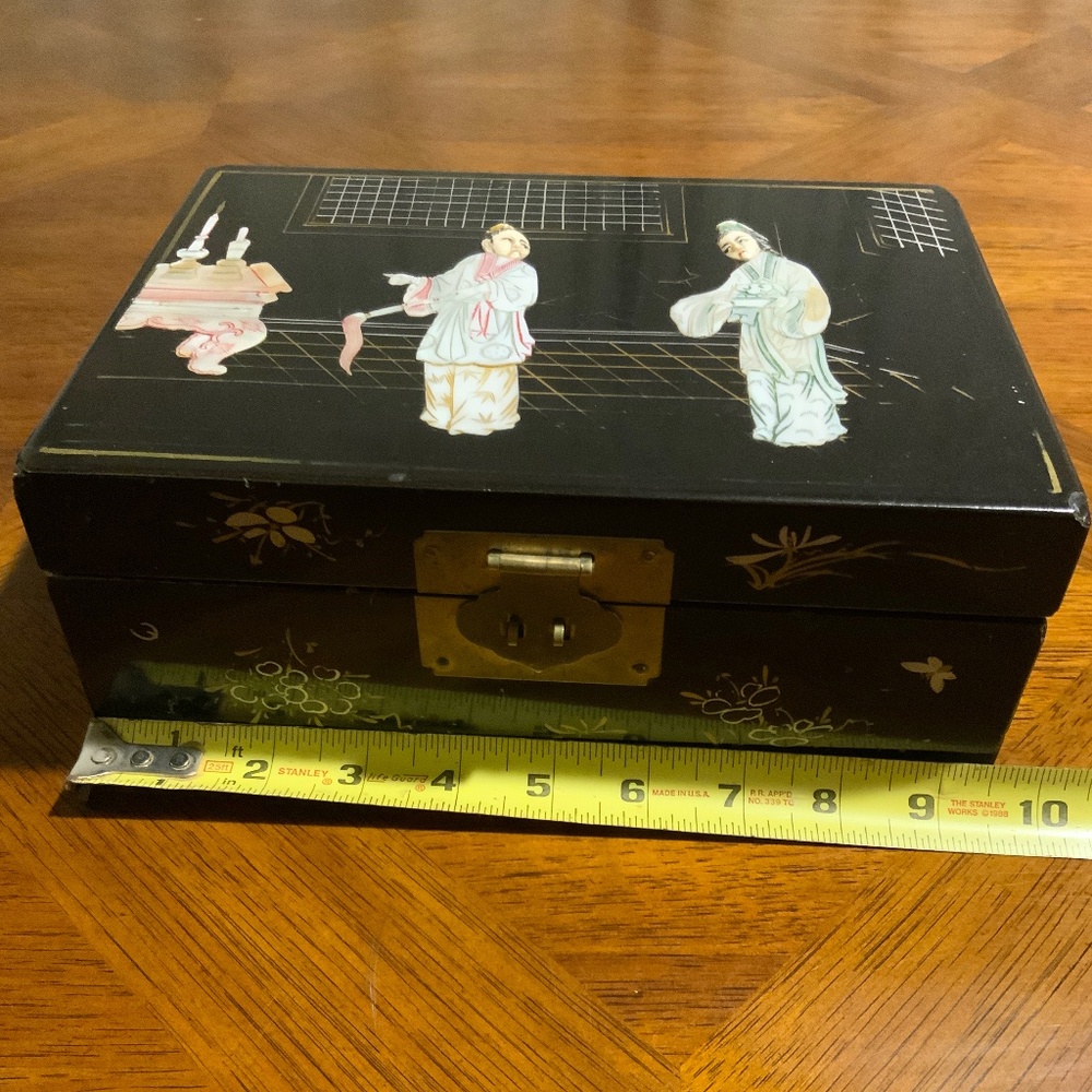 Vintage Black Jewelry Lacquer Box